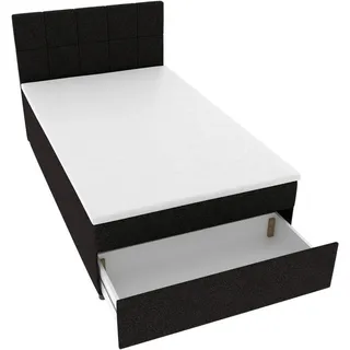 Boxxx Boxbett , Schwarz , Kunststoff , H3 , Höhe ca. 19 cm , 120x200 cm , Topper durchgehend, Matratze durchgehend , Schlafzimmer, Betten, Boxspringbetten