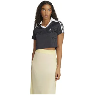 Adidas Originals Adicolor Football Jacquard V-neck Crop Kurzarm-poloshirt - Black - XS