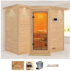 Bild Sauna »Sanna 2«, (Set), 9-kW-Bio-Ofen mit externer Steuerung beige