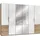 Level 300 x 216 x 58 cm Plankeneiche Nachbildung/Weißglas mit Glas- und Spiegeltüren