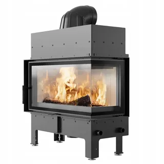KRATKI Kamineinsatz aus Stahl Floki 12kW Eck rechts Ø200 BImSchV 2 EEK A+ | Kamineinsatz aus Stahl, schwarz, 85,4% Wirkungsgrad, raumluftunabhängig, Ecodesign, Glasfront, Aschekasten