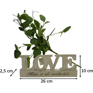 Romantischer Schriftzug 'LOVE' aus hochwertigem Holz in charmantem Shabby weiß