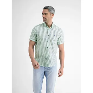 Kurzarmhemd LERROS "Gestreiftes Herren Sommerhemd", Herren, Gr. L, Normalgrößen, light peppermint, 60% Polyester, 40% Baumwolle, Hemden Kurzarmhemd