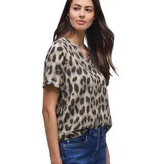Street One Damen Bluse mit Split Neck und Animal Print