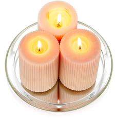 NUPTIO Kerzenhalter aus Glas Kerzenhalter Platte Runde Klarglas Säule Kerzenhalter Cupcake Tablett für Hochzeitsfeier Abendessen Event Weihnachtstisch Herzstück Wohnkultur, 13cm Außendurchmesser
