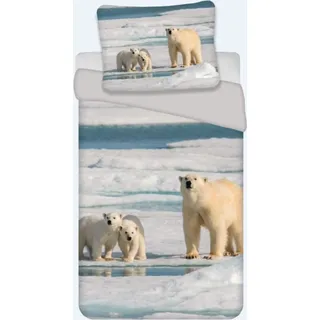 Bettwäsche Set mit Eisbär 135 x 200 cm 100% Baumwolle