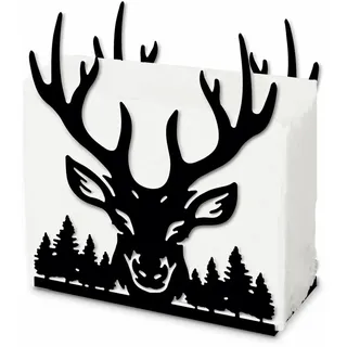 SUPERDANT Serviettenhalter Mit Hirschmotiv Für Tische Serviettenständer Waldbaummotiv Serviettenspender Geweih Napkin Holder Aus Metall Praktische Dekor Für Küchenarbeitsplatten Und Restaurants