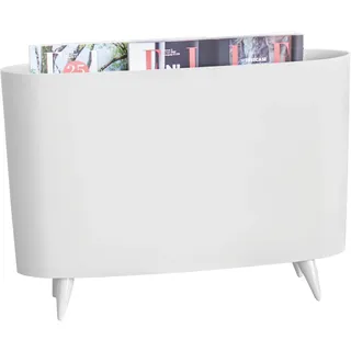 Koziol MILANO Zeitungsständer modern, Zeitschriften-Halter, Magazin-Halter, Zeitschriftensammler, Stehordner, standsicherer Zeitungskorb aus Kunststoff, Stehsammler, Zeitschriftenständer, Weiß