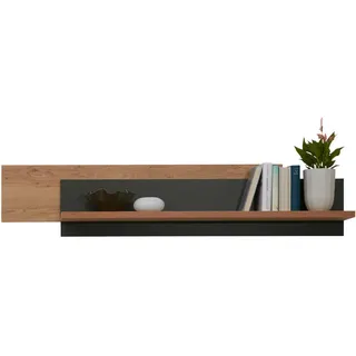 Dieter Knoll Wandboard , Grau, Eichefarben , Holz, Holzwerkstoff , Balkeneiche , furniert , 157.5x33.6x25 cm , Holzmöbel, Wohnwände Holz, Wohnwand Serien Holz