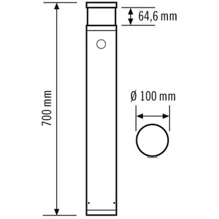 ESYLUX Pollerleuchte Aluminium 7000,0 cm inkl. DALI-Bewegungsmelder anthrazit