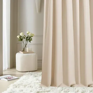 ROOM99 Vorhang mit Ösen Aura 140 x 300 cm Creme, 1 Stück | Schiebegardinen Modern Curtain Wohnzimmer Schlafzimmer