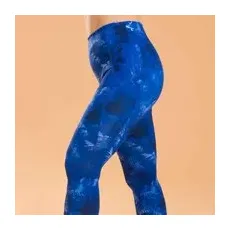 Leggings Dynamisches Yoga Damen Wendbar ‒ Uni/blau Bedruckt, L  (W33 - L31)