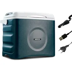 MEDION Thermoelektrische tragbare Kühlbox (25 Liter, Kühl- und Warmhaltefunktion, 12V Zigarettenanzünder 230V Netzanschluss USB - Stromversorgung, für Auto, Boot und Camping, MD10735)