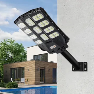 SUBTLETY Solar Straßenlaterne 400W mit Fernbedienung und Bewegungsmelder Sensor Solarlampen Straßenlampe 1056 LEDs IP65 Wasserdicht Solar Wegeleuchte Straßenleuchte für Außen, Kaltweiß