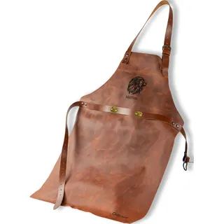 Büffelleder Grillschürze - aus italienischem Leder mit Kupferbeschlägen