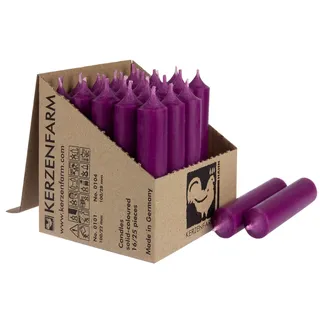 Kurze Stabkerzen Tafelkerzen durchgehend gefärbt Spitzkerzen für die Tisch-Deko zur Hochzeit Weihnachten & Party (25, Aubergine)