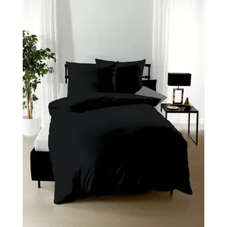 Uni Mako-Satin schwarz 140 x 220 cm + 70 x 90 cm