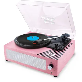 Lisciani - Barbie Vinyl Player - Plattenspieler 3 Geschwindigkeiten – Retro Holzdesign in Rosa – Integrierter Lautsprecher – AUX & Bluetooth – Vintage Look – Perfekt für Musikliebhaber & Barbie Fans