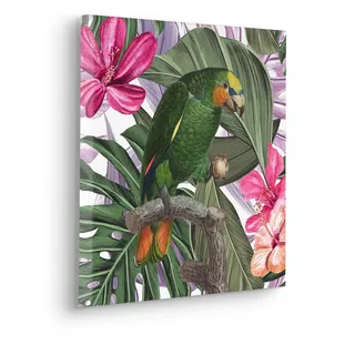 KOMAR Leinwandbild Hibiscus Flirt - Größe 40 x 40 cm" - Wandbild, Kunstdruck, Wanddekoration, Design, Wohnzimmer, Schlafzimmer