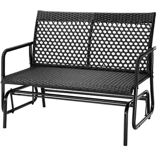 BAKAJI Hollywoodschaukelbank aus Rattan, 2 Plätze für den Außenbereich, Gartenbank, Kippbank, ergonomisch, mit Struktur gegen UV-Strahlen und Witterungseinflüsse, geeignet für Balkon, Terrasse