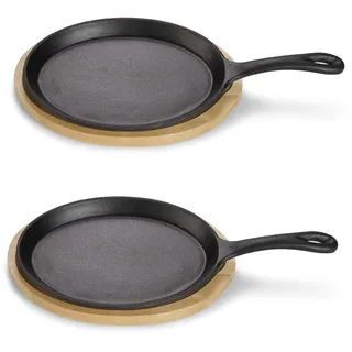 ECHTWERK Servierpfanne aus Gusseisen, Kleine Grillpfanne, Bereits eingebrannt, Für Backöfen, Grill, BBQ und Induktion geeignet, Ideal zum Servieren, 2tlg