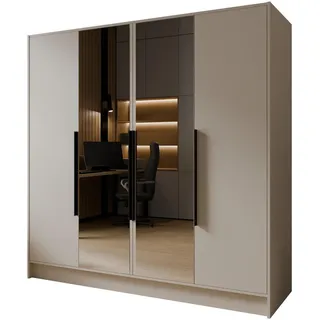 masseno Drehtürenschrank Renvo 200 x 200 x 51 cm Schwarz