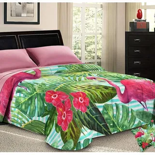 PETTI Artigiani Italiani, hypoallergene, Mikrofaserdecke, gemütliche und warme, Bedruckte Bettdecke, 100% Made in Italy, Mikrofaser, Flamingos, Bed 90 (80/90 x 190/200)