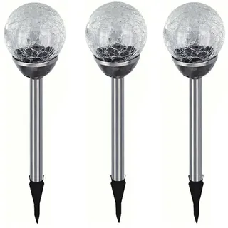 3 Stück LED Kugelleuchte Weiß Solarleuchte Wegeleuchte Solarlampe Garten Deko