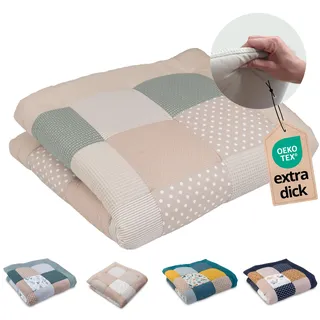 ULLENBOOM Krabbeldecke für Baby 120x120 cm - Dick und weich gepolstert | Außenmaterial: 100% Baumwolle, Alle Materialien OEKO-TEX zertifiziert, Made in EU, Schadstoffgeprüft und waschbar