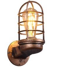 TWSXTE Retro Wandleuchte Vintage Industrie Beleuchtung Rustikale Wandlampen Draht Metallkäfig Wandleuchte Indoor Home Retro Leuchten Leuchte (Rostfarbe) (ohne Glühbirne)