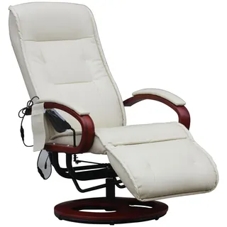 Relaxliege ARLES II Relaxsessel MIT Massage, Massagesessel ~ Leder, creme