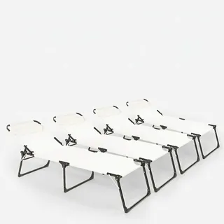 4er Set Liegestühle Strandliegen Sonnenliegen aus Aluminium für Garten und Strand Mauritius - Weiß - Weiß