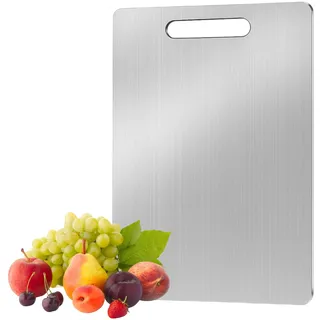 Edelstahl, Titan Schneidebrett für Profis und Haushalte, Hygienisches Schneidebrett 20x30 cm, Ideal für Fleisch, Gemüse und Obst