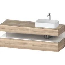 Duravit Qatego Konsolenwaschtischunterbau, 2 Auszüge, 2 Schubkästen, Ausschnitt rechts, 1600x550x600mm, Nische Weiß Hochglanz, QA4778022, Farbe: Eiche Marmoriert