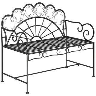 Outsunny Gartenbank, 107cm x 55,5cm x 90,5cm, Metall, Schwarz , 55.5x92x107 cm , Gartenmöbel, Gartenbänke