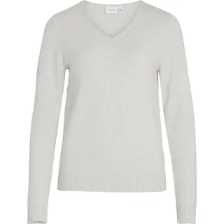 Dünner Strickpullover Knitted Basic Stretch Sweater Langarm V-Neck VIRIL | L - Weiß