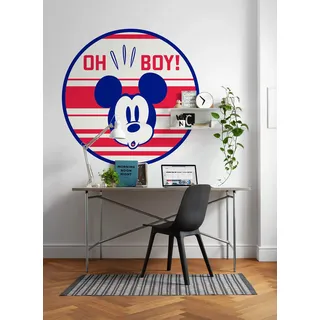 KOMAR Vlies Fototapete selbstklebend - Mickey Oh Boy - Größe 125 x 125 cm (Breite x Höhe) - Disney, Kinderzimmer, Kindertapete, Tapete, Wandtattoo