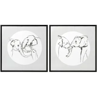 Creativ home Bild mit Rahmen "Deko-Bild Elephants" 2 Stk. tlg. in quadratischer Ausführung, farbe rahmen: schwarz, farbe bild(er): grau