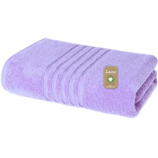 Lavea® Saunahandtuch XXL - 80x220 cm - Flieder | 100% Baumwolle – Großes Saunatuch für Damen & Herren, Frottiertuch, weich, strapazierfähig, waschbar, Frottierserie Bali