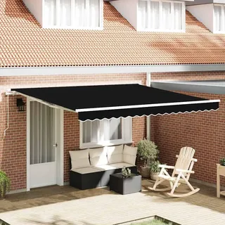 vidaXL Einziehbare Markise Schwarz 400 × 300 cm Polyester und Metall - Schwarz