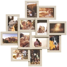 Bild von Bilderrahmen-Collage, 12 Fotorahmen für 10 x 15 cm Bilder, Fotocollage, Wandcollage, Multi-Rahmen, Wanddeko, naturbeige RPF022N01