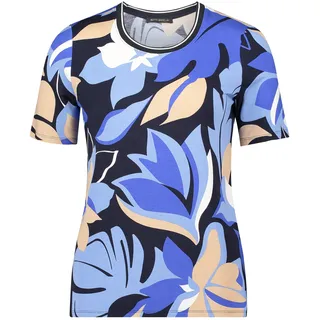 Rundhalsshirt BETTY BARCLAY "Basic Shirt mit Print", Damen, Gr. 38, blau (dunkelblau, blau), Obermaterial: 95% Viskose CV. 5% Elasthan EL., Shirts Rundhalsshirt