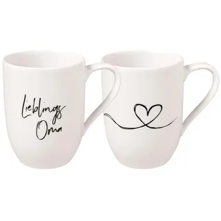 Villeroy & Boch – Statement Tassen Set "Lieblingsoma" 2 teilig Weiß, Schwarz, Spülmaschinenfest, Mikrowellensicher, Lieblingsoma Geschenke, Oma Tassen, Oma Becher, Kaffeetasse, Premium Porcelain