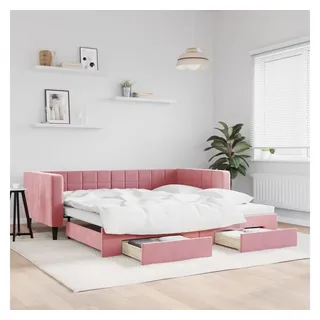 vidaXL Tagesbett Ausziehbar mit Schubladen Rosa 100x200 cm Samt