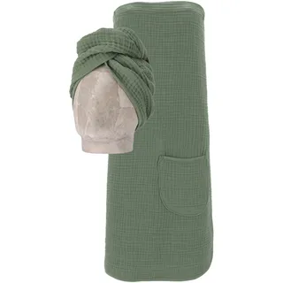 Vossen Kilt »Wellness Set«, (2 St., Turban), Spa Dress + Turban in einem Set inkl. Geschenkverpackung Vossen detox green