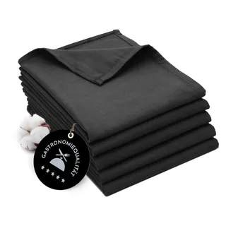 ZOLLNER 5er Set Geschirrtücher Baumwolle in 50x70 cm - super saugstarke und robuste Küchentücher - waschbar bis 60°C – in schwarz - Gastronomiequalität - Oeko Tex® Zertifiziert