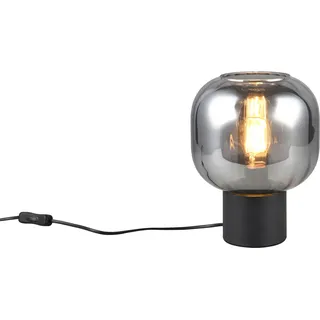 TRIO Leuchten Schreibtischlampe "DIVA, E27 Tischleuchte mit Glasschirm Ø 20cm, exkl 1xE27 max 40W" E27 1 Stk. warmweiß - kaltweiß Schnurschalter 150cm Kabel Höhe 26cm Nachttischlampe Kommode Sideboard, schwarz matt