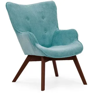 S-Style Möbel Loungesessel Lenari Türkis Cordstoff mit Füßen in Braun , Textil , Echtholz,Buche, Birke , 71x96x86 cm , Blauer Engel, FSC Mix, Oeko-Tex®, Hergestellt in Europa , Wohnzimmer, Sessel, Polstersessel