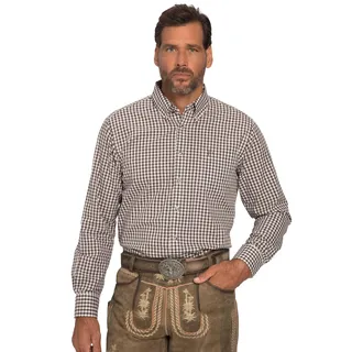 JP 1880 Herren Karohemd Hemden, Dunkelbraun, 4XL