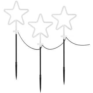ECD Germany 3er Set Gartenstecker Stern H:58 cm, Außen für Weihnachten